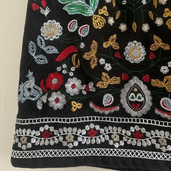 Corduroy Floral Embroidered Mini Skirt Sz Xs holiday Christmas - Picture 2 of 4